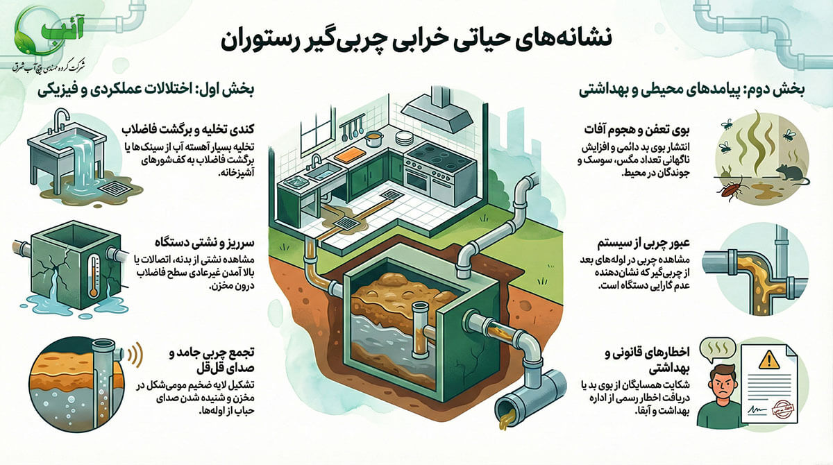 نشانه های خرابی چربی گیر رستوران